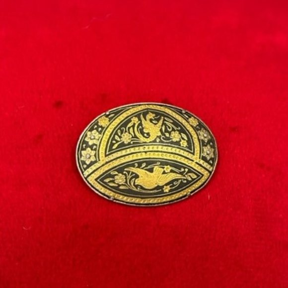 VTG Damascene Spanish Oval BROOCH - Picture 7 of 8
